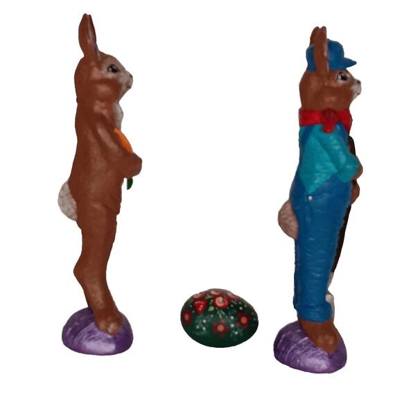 Lot of 3 Ceramic Easter Bunny Pencil Figures Hand Painted Rabbit & Egg - Picture 14 of 14